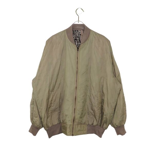 1980s Vintage Brown Snakeskin Reversible Bomber Jacket Large - Picture 4 of 10